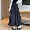 Vestido Midi Elegante de Cintura Alta Evasê com Cinto, Saia Plissada, Saia para Mulheres, Coleção Nova Primavera e Outono