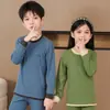 Otoño Invierno Niños y Niñas Ropa de Otoño Camiseta Básica Niños Grandes Pijamas Cálidos Jacquard Infantil Lijado Doble Cara Ropa Interior Térmica