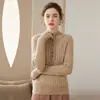 Otoño e Invierno para Mujer de Cuello Alto Falso Dos Piezas Tejido de Cachemira Jersey con Botones Semi Abiertos Efecto Adelgazante Tejido Versátil Cuello Alto Tejido Cálido