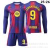 2526 Camiseta de Local de Manga Larga del Barcelona 10 Yamal 9 Lewandowski 8 Pedri 14 Rashford Traje Uniforme de Fútbol