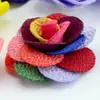 Decoración de caja de regalo de camelia y rosa simuladas de cáñamo hechas a mano, flores para sostener en bodas, zapatos y sombreros, accesorios de ropa