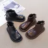 Botas da Moda para Bebê Menina Outono e Inverno Novo Estilo Botins de Couro para Criança Botas Martin Forradas com Lã Infantil Botas Simples Infantis