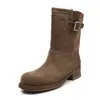 Botines de moda estilo británico simples de 4 cm, nuevo modelo otoño e invierno 2026, punta redonda, tacón grueso, sin cordones, botines cortos adelgazantes