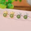 Yilu Prata Esterlina S925 Banhado a Ouro Jade Hetian Jaspe Fivela da Paz Personalidade Criativa Brincos de Prata Stud Tendência