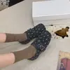 Zapatos sin cordones de mezcla de lana con estampado de lunares y puntera sintética, estilo mujer, nueva colección otoño 2026, mocasines de suela blanda