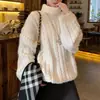 Suéter de gola alta em tricô de tranças liso estilo coreano para mulheres, nova coleção de inverno, com um design relaxado e estiloso, perfeito como uma camada interna de caimento solto.
