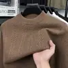 Venta al por mayor transfronteriza otoño e invierno nuevo suéter de cuello semi-alto para hombres de mediana edad jacquard engrosado cálido color liso tejido camisa base