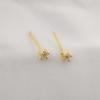 Aretes de pin de plata esterlina 925 chapados en oro, aretes sencillos de moda con diamantes de circonio blanco brillantes, mini aretes minimalistas, temperamento, venta al por mayor