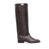 Comércio exterior Sapatos femininos europeus e coreanos Salto quadrado Bico redondo Botas de cavaleiros altos Tendência Retro Flat Knee Long Boots Trend