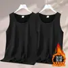 Chaleco térmico para hombre, forrado de polar y engrosado, ropa interior calefactable para otoño e invierno, prenda interior a prueba de frío, top sin mangas