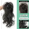 Rabo de Cavalo Sintético Feminino com Presilha de Garra de Aparência Natural, Rabo de Cavalo Alto Meio Preso em Cascata, Acessório de Cabelo com Laço Estampado de Leopardo, Rabo de Cavalo Sintético Trançado