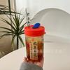 Vaso de Vidrio Borosilicato Estilo Chino Verano Vaso de Vidrio de Gran Capacidad con Popote y Tapa Vaso de Agua Hogareño Marea Nacional