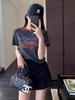 Camiseta ajustada con estampado de letras cortas y estilo Spice Girl de Corea del Sur, dulce y fresca, para mujer, de manga corta, primavera y verano, nueva