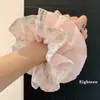 Goma para el pelo scrunchie de estilo coreano con estampado de cuadros dulces y borde de encaje, modelo nuevo 2026, para coleta, banda para el pelo elegante y versátil, cuerda para el pelo para mujer