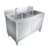 Fregadero Comercial de Acero Inoxidable 304, Individual, Doble o Triple Fregadero Cocina Fregadero para Lavavajillas Estilo Gabinete Integrado/Lavabo para Verduras