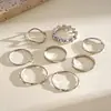 Juego de Ocho Piezas de Anillos Metálicos Estilo Europeo y Americano, Simples y Versátiles, Anillos Minimalistas para Dedo Índice, Joyería de Nicho de Alta Gama para Mujer