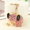 Pingente Chaveiro Elefante Fofo Cravejado de Diamantes Transfronteiriço, Chaveiro Criativo de Carro Desenho Animado, Presente Lembrança de Viagem