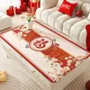Tapete Vermelho para Mesa de Centro, À Prova d'Água e de Óleo, Toalha de Mesa Sem Lavagem, Tapete Festivo de Mesa de Jantar para Ano Novo, Toque de Luxo Leve e de Alta Qualidade, Tapete Protetor de Mesa