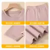 Conjunto térmico de lana y seda para mujer, cuello redondo, resistente al frío, sin costuras, antiestático, generador de calor y engrosado para otoño e invierno