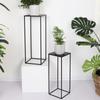 Tubang Moderno Simple Cuadrado Balcón Hierro Soporte para Flores Mesa para Flores de Pie Estante de Almacenamiento para Sala de Estar Soporte para Macetas de Interior