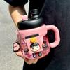 Termo para niños de acero inoxidable 316 de dibujos animados de alto valor de color, termo portátil con asa de taza de vientre de gran capacidad para doble bebida