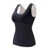 Chaleco térmico engrosado con almohadilla en el pecho para mujer De terciopelo sin costuras parche otoño e invierno forrado de forro polar parte inferior térmica superior ropa interior femenina