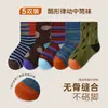 Calcetines para Niños Otoño/Invierno 2026 Venta al por Mayor Estilo Fresco Activos Niños Medianos a Grandes Deportes Rayados Elásticos Sin Costuras Calcetines para Niños Primavera/Otoño