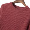 Suéter de cachemira de color puro para otoño e invierno, suéter grueso y holgado de cuello redondo para hombre, camisa informal de punto de color sólido para hombre