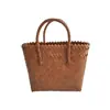 Bolsa de Mão de Rattan Sintético, Bolsa de Palha Trançada, Bolsa de Ombro de Abaixo do Braço, Bolsa Tote Tecida de Plástico Retrô Artesanal Feminina, Bolsa de Presente