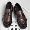 Zapatos de cuero para hombre, verano 2025, nuevos mocasines casuales con pedales huecos, transpirables y perezosos para jóvenes, marea de una generación de cabello