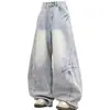 Jeans Bootcut Lavados Azul Claro Estilo Hip Hop Streetwear Retro Americano para Mujer 2026 Primavera/Otoño Nuevos Pantalones Sueltos de Pierna Ancha