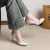 2025 Novo Estilo Chinês Super Bonito Cheongsam Salto Alto Bico Redondo Veludo Sapatos de Madrinha Francês Salto Agulha Boca Rasa Sapatos Femininos