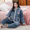 Pijama de Otoño e Invierno para Mamá, para Mujeres de Mediana Edad y Mayores, Estilo Franela, Estilo para Todas las Estaciones, Talla Grande, Estilo Engrosado de Invierno, Cálido y Cómodo