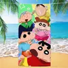 Toalha de banho de secagem rápida infantil de grandes dimensões Giz de cera Pequena nova toalha de praia Microfibra Velo de dupla face Toalha de praia com impressão digital