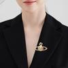 Broche Saturno Transfronterizo Europeo y Americano para Mujer Diamante Flash Refinado Planeta Corsage Nicho Diseño de Alta Gama Pin Accesorios para Traje
