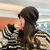 Gorro de Punto para Mujer, Gorro Holgado de Otoño e Invierno, Estilo Japonés, Hilo Versátil Negro, Circunferencia de Cabeza Grande, Gorro para el Frío Postparto, Gorro de Moda para Hombre