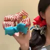 Nudo para el Cabello de Tela Rayada Roja Coreana Nuevo con Lazo Azul Cuerda para el Cabello Adorno para la Cabeza Nudo para el Cabello Versátil y Moderno Personalización