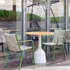Conjunto de Mesa e Cadeiras Externas para Pátio, Ar Livre, Cadeiras de Rattan Modernas, Mesa de Centro, Adequado para Chá de Leite, Café, Refeições, Assentos Externos de Hotel
