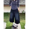 Shorts de Mezclilla Camuflaje Patchwork Bordado Estilo Americano de Talla Grande para Mujer, Verano Sueltos Versátiles de Pierna Ancha Cortos de Moda