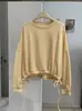KEKEZOON Moletom com Cordão na Cintura Feminino Outono Estilo Coreano Moda Versátil Solto Manga Longa Cor Sólida Top 9315