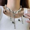 Colar de Miçangas Enrolado com Franjas Estilo Garota Punk Doce e Cool Corrente para Clavícula Feminina Acessórios