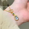 Collar de calabaza de jade espuma de agua natural al por mayor de fábrica, colgante con incrustaciones de plata esterlina s925, nuevo diseño de estilo chino de lujo ligero