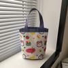 Balde Fofo Ilustrado Portátil Estilo Coreano Menina Mamãe Bolsa de Almoço Trabalho Bolsa Pequena Tela com Grafite Infantil Bolsa de Lona