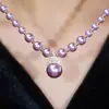 Collar de Cristal de Zircón Perla Morada, Lujo Ligero, Sencillo, Temperamento de Alta Gama, Moda para Clavícula, Estilo Francés, Versátil, Colgante Personalizado