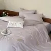 Funda Nórdica Estilo Bosque de 50 Hilos de Algodón de Fibra Larga Doble Hilo con Exquisito Bordado, Estilo Juvenil, con Textura Sedosa y Delicada, Juego de Ropa de Cama