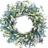 Corona de Flores Artificiales Transfronteriza Decoración Floral de Puerta para Primavera y Verano Decoración de Ventana de Casa Corona de Flores Artificiales Festiva Decoración de Puerta