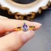 Anillo de Tanzanita Natural Popular al por Mayor de Fábrica Plata S925 Incrustado con Piedra Principal 4*6 Joyería de Lujo Venta Directa de Fábrica