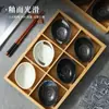 Juego de bandeja Jiugongge de madera de bambú para sushi japonés, barbacoa, plato de acompañamiento, plato para snacks, B&B, snack, plato para frutas secas