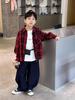 Camisas de Manga Larga para Niños, Camisas de Cuadros para Niños, Estilos de Primavera y Otoño, Nuevo Estilo 2025, Chaquetas Casuales Elegantes de Otoño para Niños Medianos y Grandes