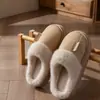 Pantuflas de Algodón Impermeables Cálidas Otoño/Invierno PU para Mujer 2026 Nuevo Estilo para el Hogar Interiores con Felpa Gruesa Antideslizantes Pantuflas de Algodón para Hombre